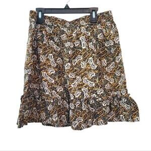 RACHEL ZOE Floral 100% Linen Mini Skirt A-Line Women's Size Large With Pockets